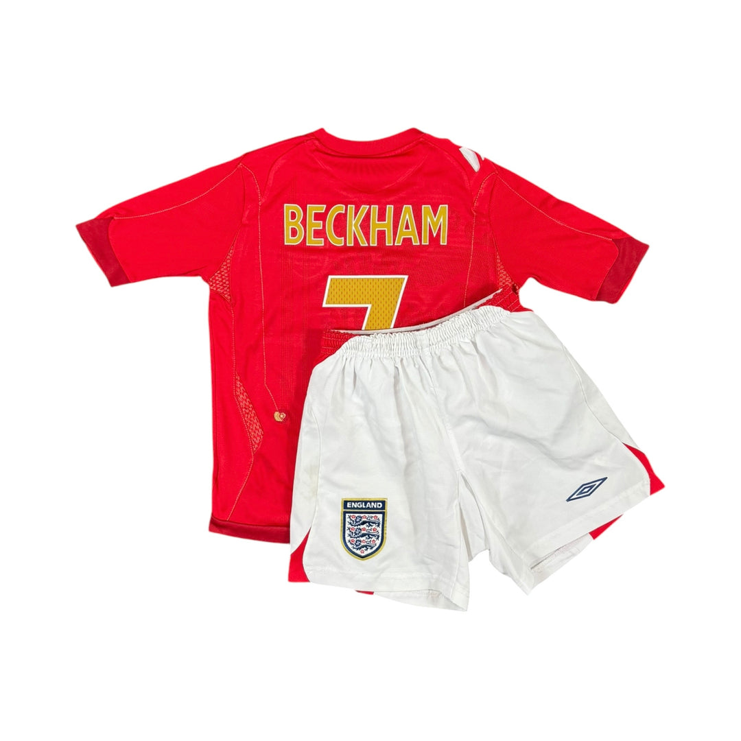 2006-08 England Away Shirt + Shorts BECKHAM #7 - 7/10 - (8-10 Years)