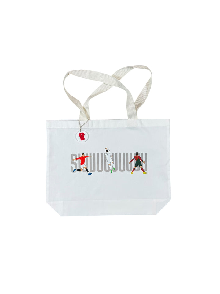 The Ronaldo “SUI” Reflective Tote Bag White