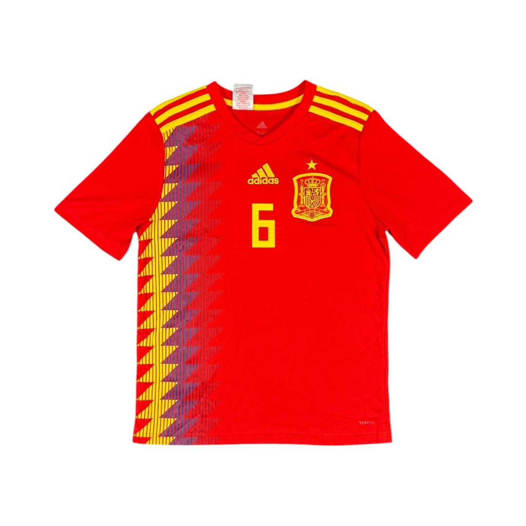 2018-19 Spain Adidas Home Shirt INIESTA #6 - 9/10 - (13-14 Years)