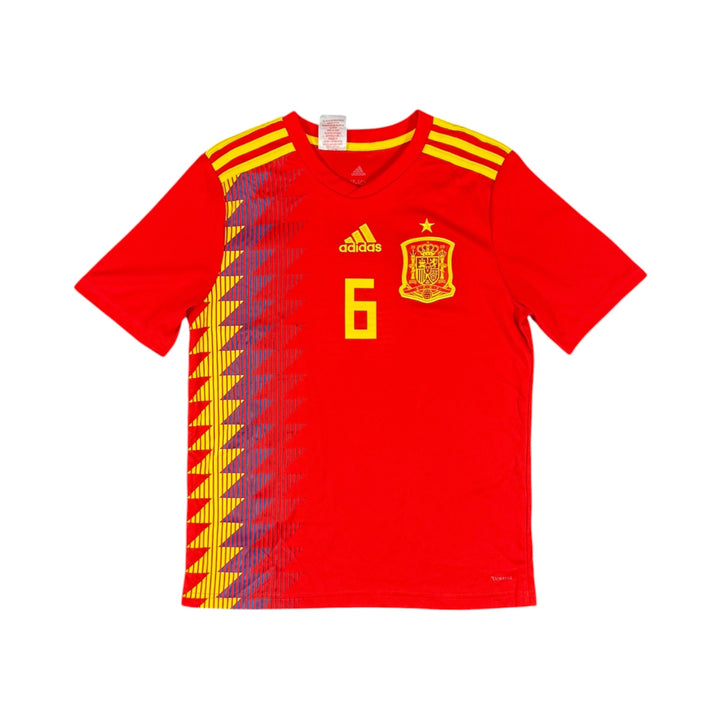 2018-19 Spain Adidas Home Shirt INIESTA #6 - 9/10 - (13-14 Years)