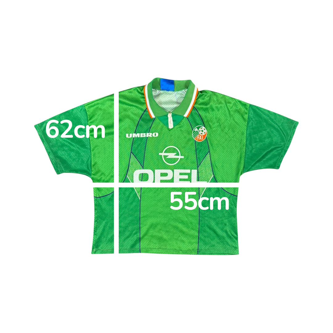 1994-95 Ireland Umbro Home Shirt Cropped - 8/10 - (L)