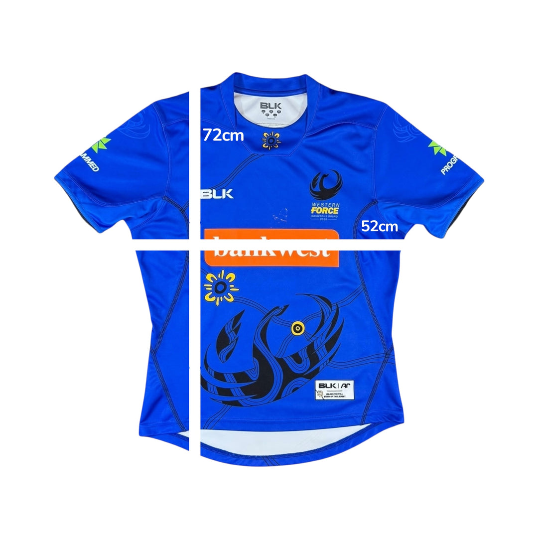 2018 Western Force BLK Home Rugby Indigenous Shirt - 7/10 - (M)