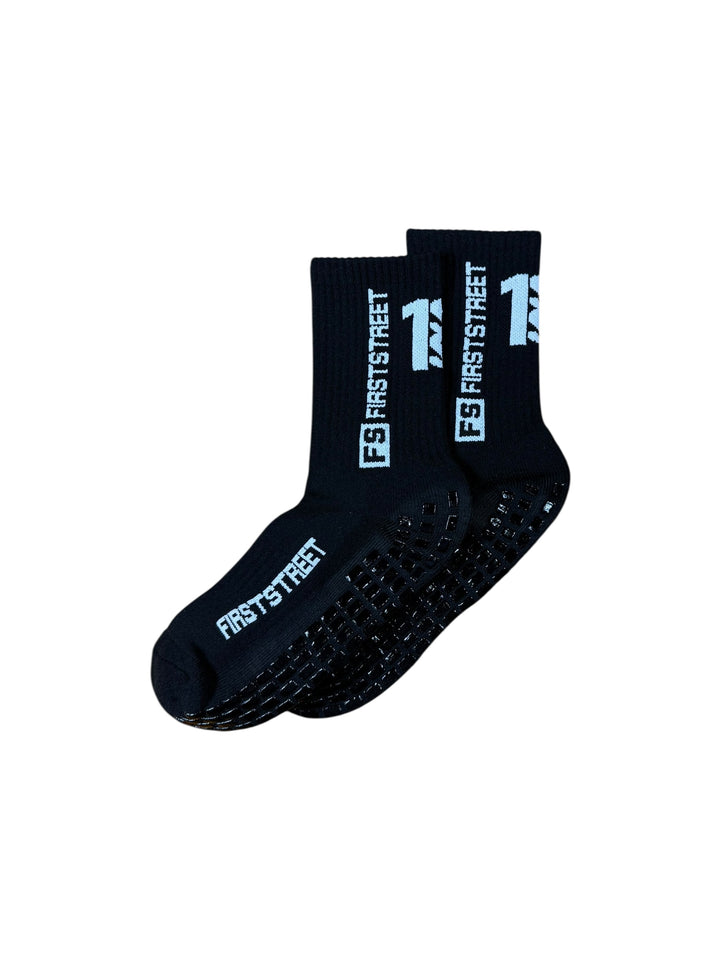 First Street Black Football Grip Socks (US4 - US6)