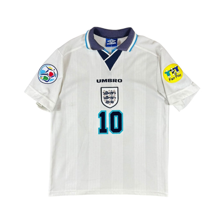 1995-97 England Umbro Home Shirt #10 SHERRINGHAM - 9/10 - (M)