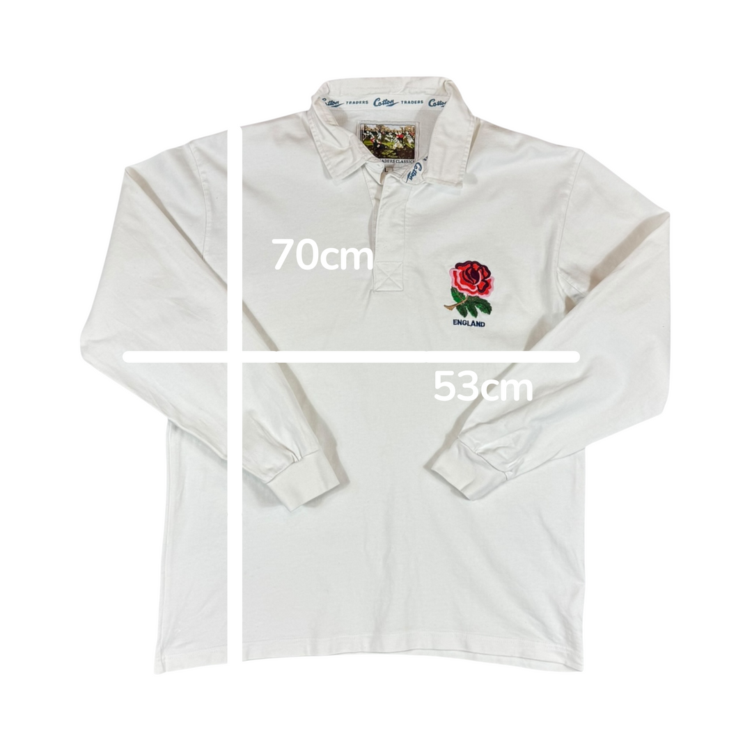 1991 England Cotton Traders Home Longsleeve Rugby Shirt - 9/10 - (L)