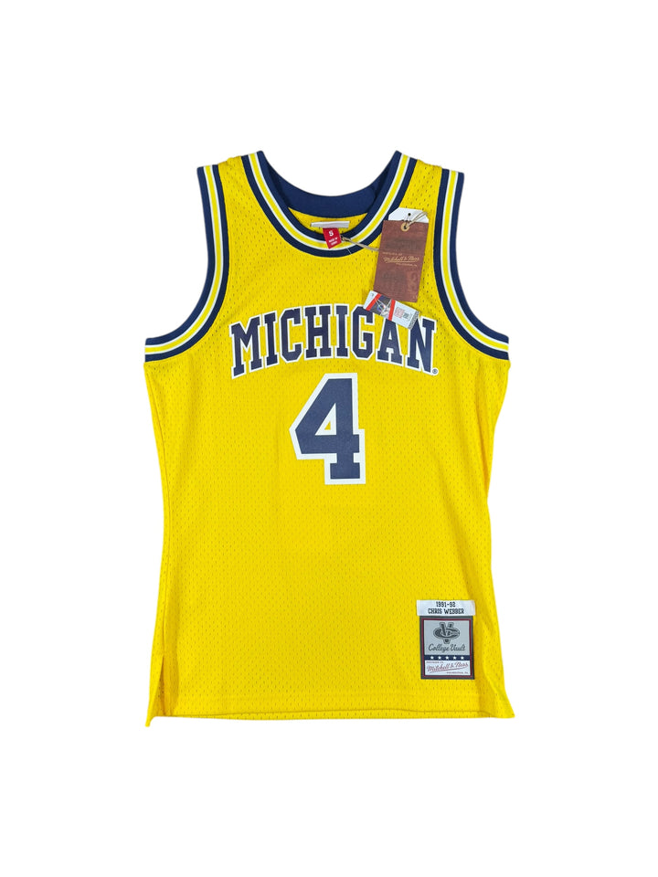 1991/92 Michigan Wolverines Hardwood Classic Basketball Jersey #4 Webber Brand New (S)