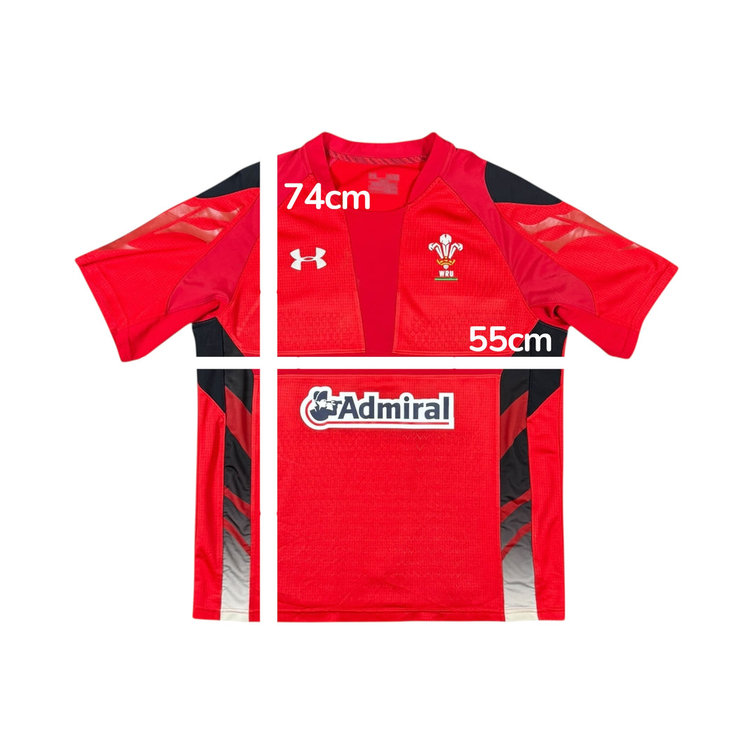 2013-14 Wales Under Armour Union Home Rugby Player Authentic Shirt - 8/10 - (XL)
