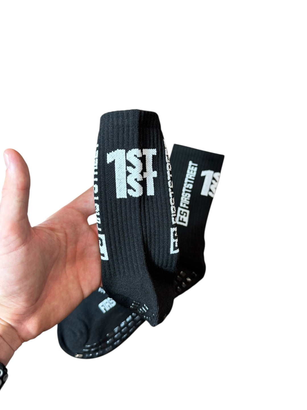 First Street Black Football Grip Socks (US7 - US13)
