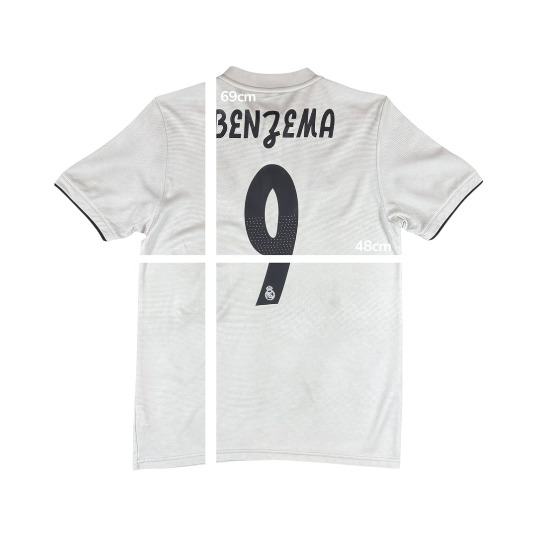 2018-19 Real Madrid Adidas Home Shirt #9 BENZEMA - 7/10 - (S)