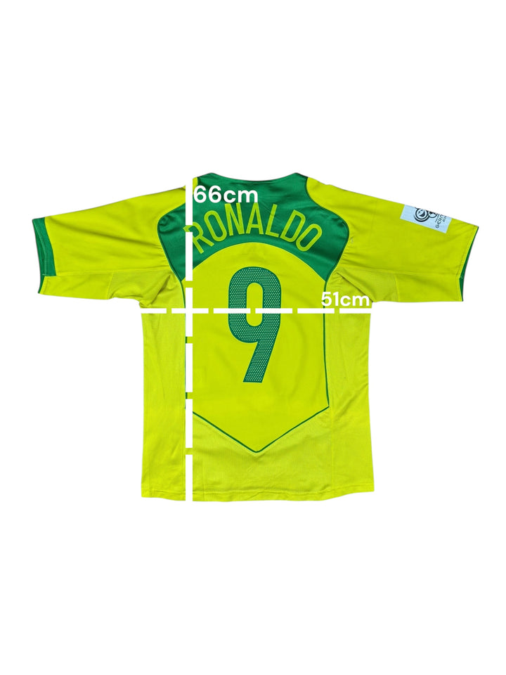 2004/05 Brazil Nike T90 Home Football Shirt #9 RONALDO - 7/10 - (S)