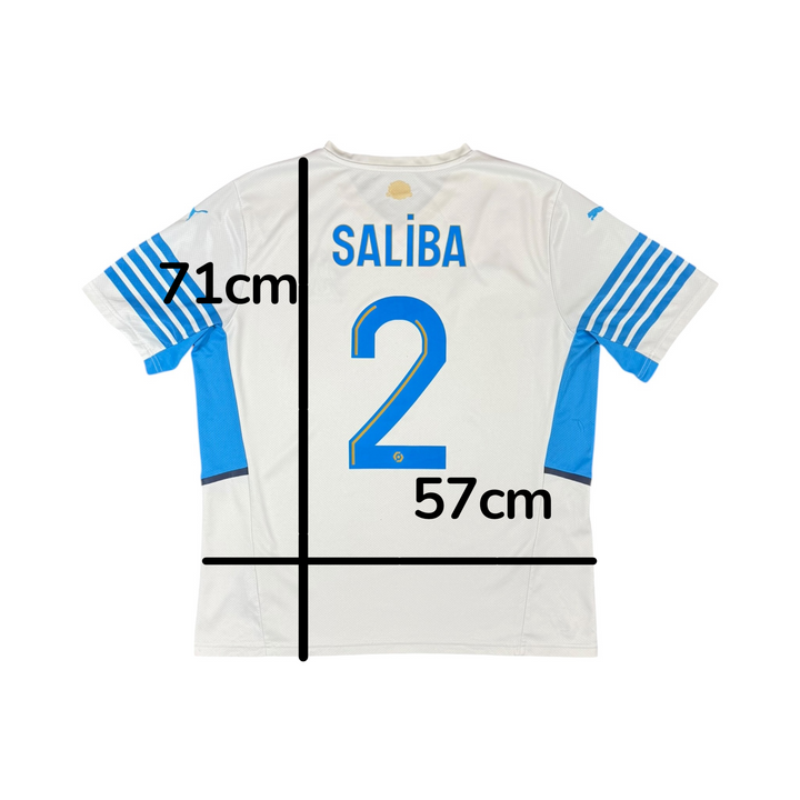2021-22 Olympique Marseille Home Shirt SALIBA #2 - 8/10 - (XL)