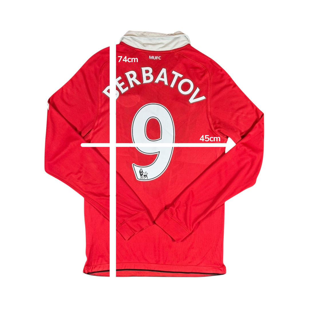 2010-11 Manchester United Nike Home Longsleeve Shirt #9 BERBATOV - 8/10 - (S)
