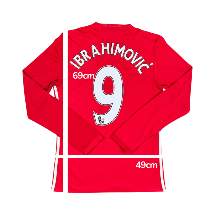 2016-17 Manchester United Adidas Longsleeve Home Shirt #9 IBRAHIMOVIC - 9/10 - (S)