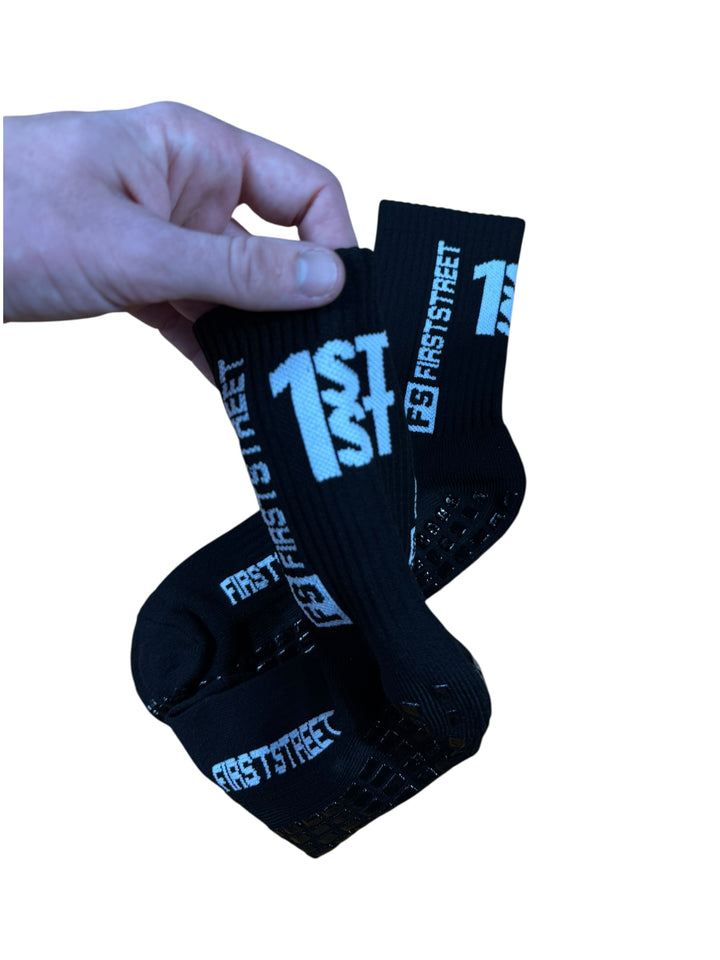 First Street Black Football Grip Socks (US4 - US6)