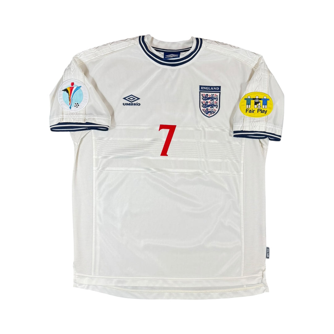 1999-01 England Umbro Home Shirt #7 BECKHAM - 9/10 - (2XL)