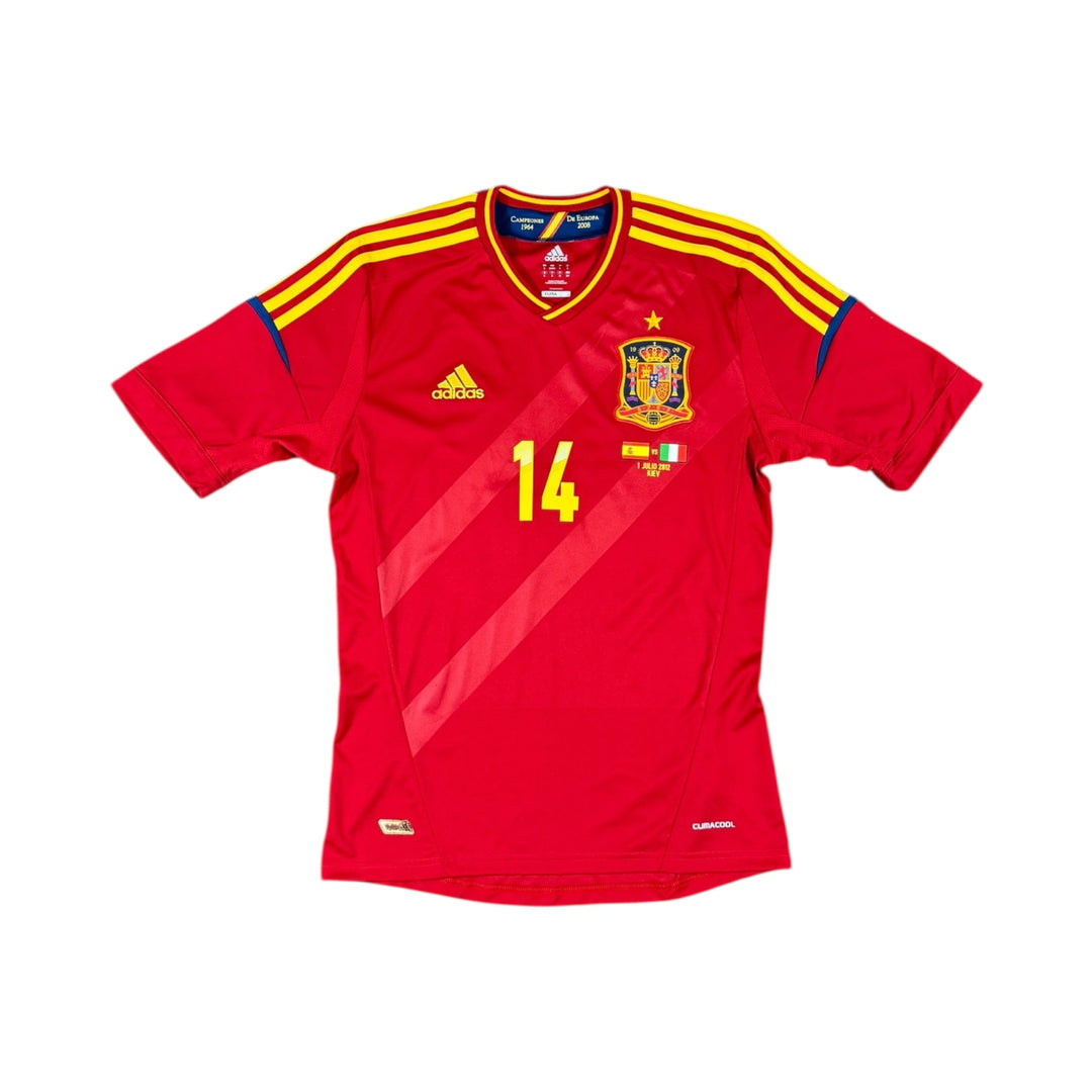 2011-12 Spain Adidas Home Shirt Euro Final Match Detail #14 ALONSO - 9/10 - (S)