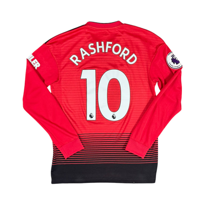 2018-19 Manchester United Adidas Home L/S Shirt #10 RASHFORD - 9/10 - (S)