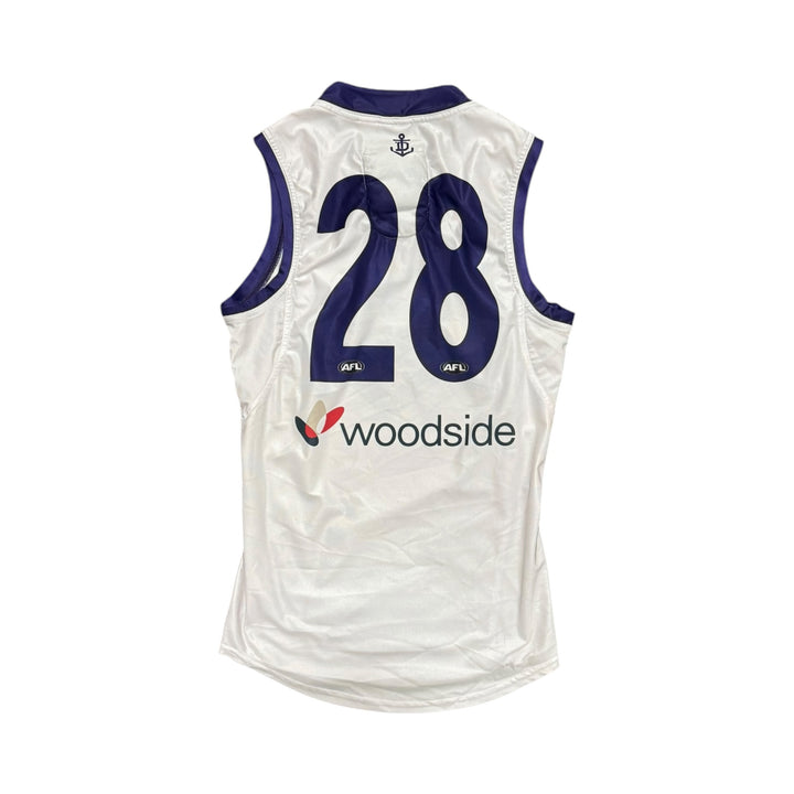 2014 Fremantle Dockers Away Jersey AFL Match Worn BRADY GREY #28 - 8/10 - (L)