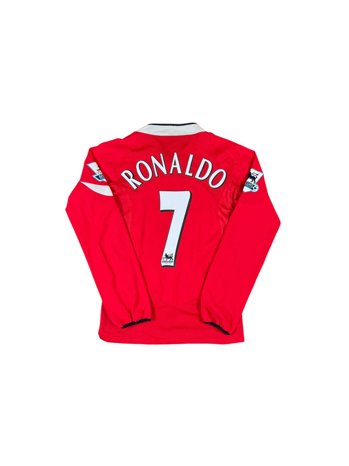 2004-06 Manchester United Nike T90 Home L/S Shirt #7 RONALDO - 10/10 - (S)