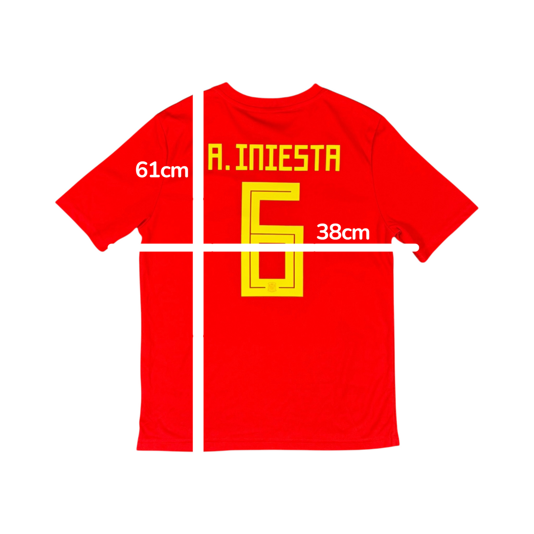 2018-19 Spain Adidas Home Shirt INIESTA #6 - 9/10 - (13-14 Years)