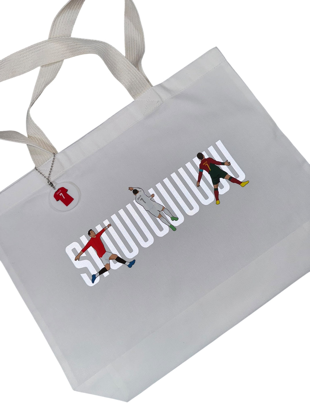 The Ronaldo “SUI” Reflective Tote Bag White