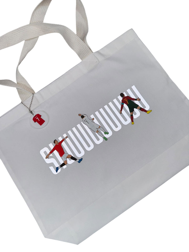 The Ronaldo “SUI” Reflective Tote Bag White