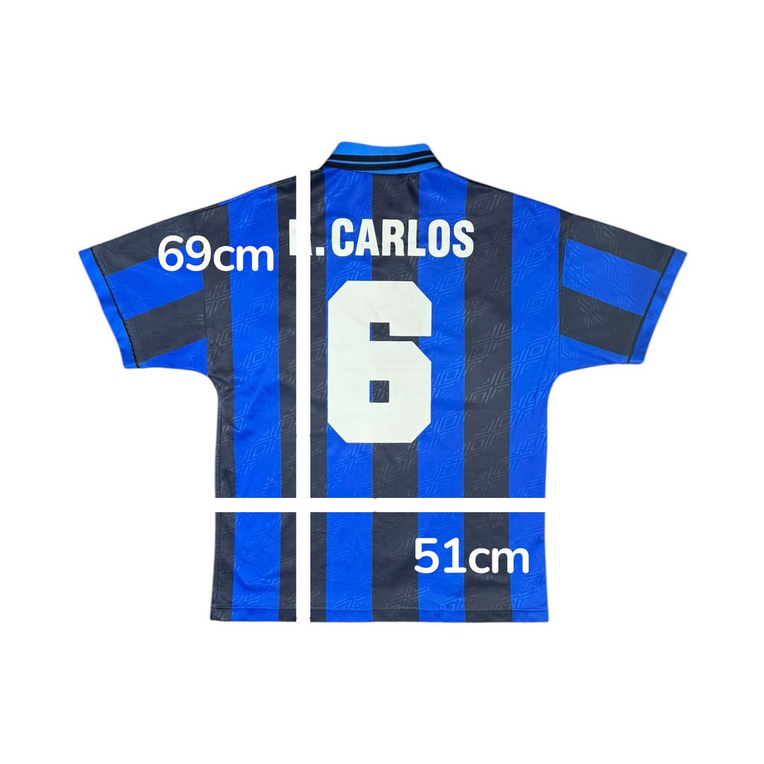 1995-96 Inter Milan Home Shirt R. CARLOS #6 - 9/10 - (M)