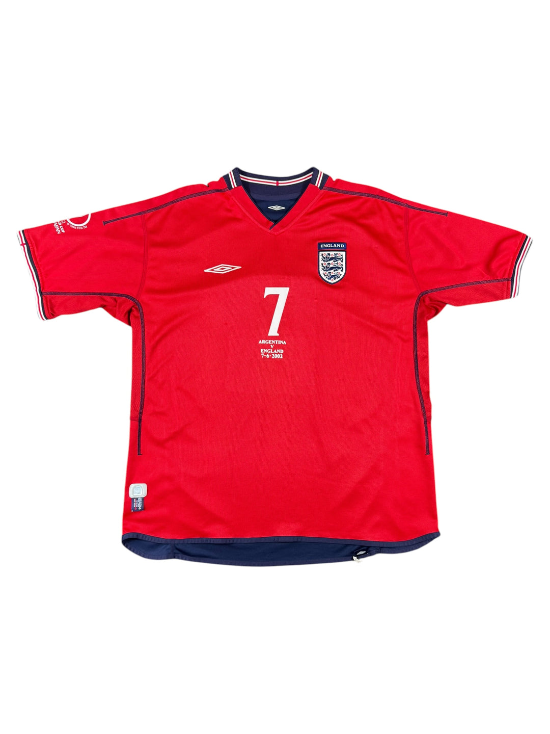 2002 England Umbro Football Reversible Shirt #7 Beckham - 9/10 - (2XL)