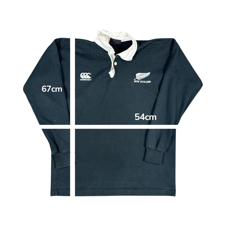 1996 New Zealand Canterbury All Blacks L/S Rugby Shirt - 9/10 - (M)