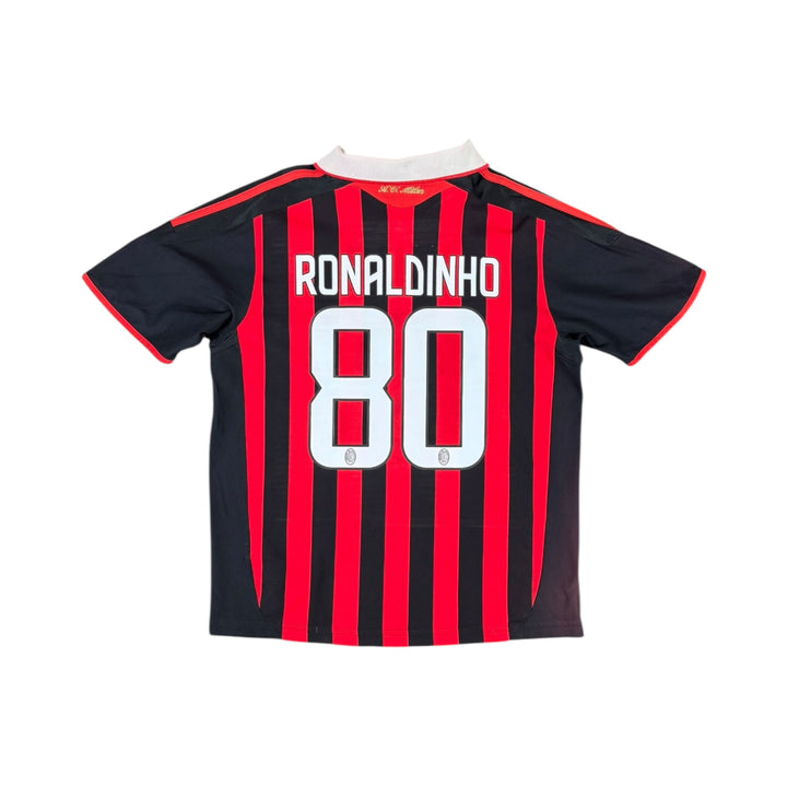 2009-10 AC Milan Adidas Home Shirt #80 RONALDINHO - 8/10 - (11-12 Years)