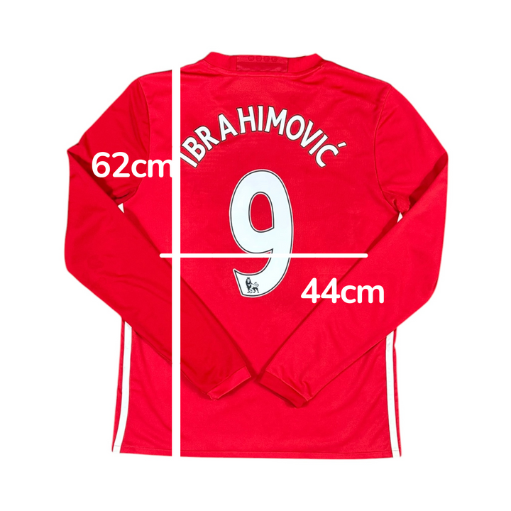 2016-17 Manchester United Home L/S Shirt IBRAHIMOVIC #9 - 8/10 - (13-14 Years)