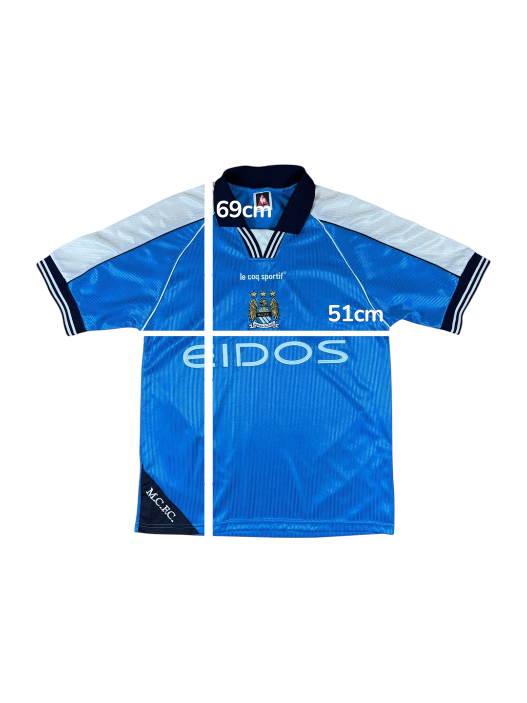 1999/01 Manchester City Le Coq Sportif Home Football Shirt - 9/10 - (XL)