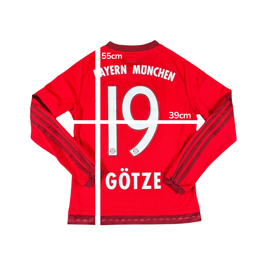 2015-16 Bayern Munich Adidas Home L/S Shirt #19 GOTZE - 8/10 - (11-12 Years)