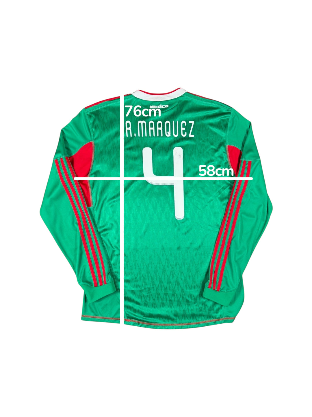 2010 Mexico Adidas Home Longsleeve Shirt #4 R. MARQUEZ - 7/10 - (L)