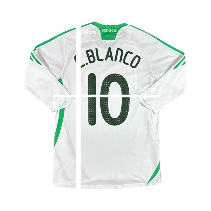2008-09 Mexico Adidas Away 1/3 Sleeve Shirt #10 C. BLANCO - 9/10 - (M)