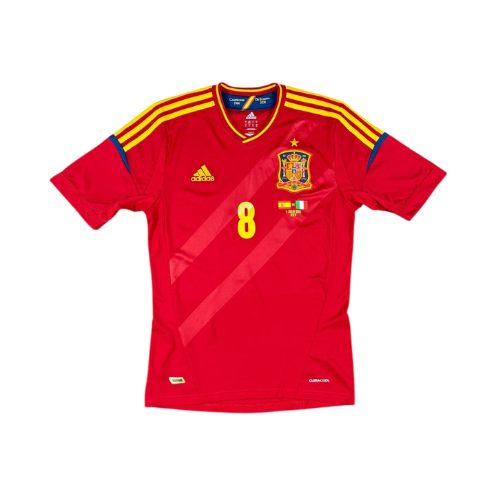 2011-12 Spain Adidas Home Shirt Euro Final Match Detail #8 XAVI - 9/10 - (S)