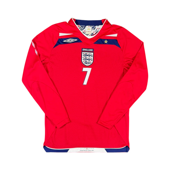 2008-10 England Away L/S Shirt BECKHAM #7 - 9/10 - (S)
