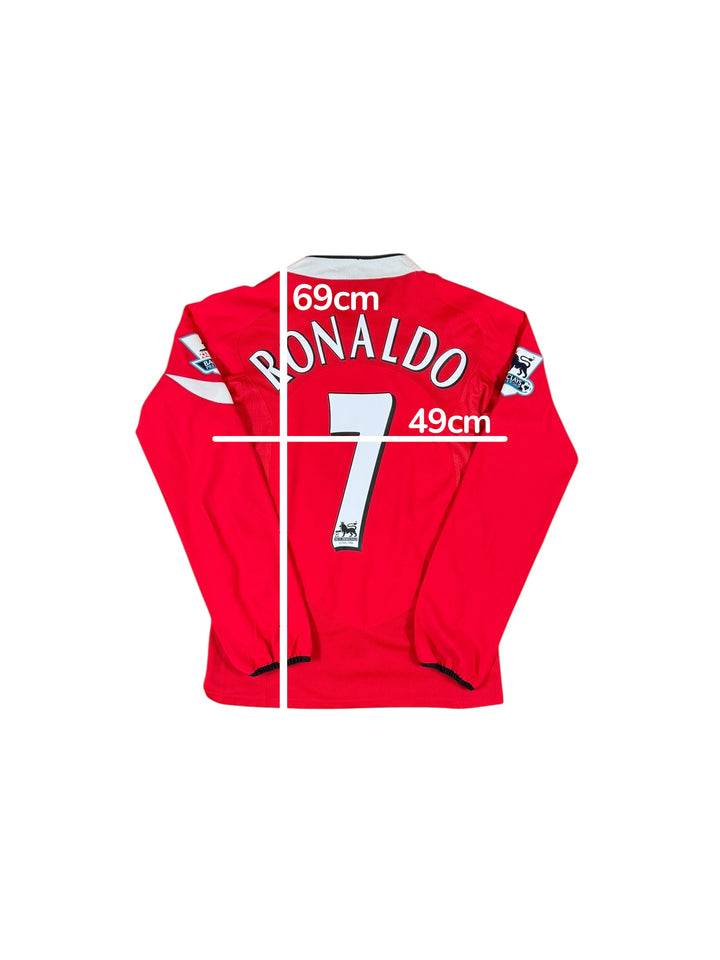 2004-06 Manchester United Nike T90 Home L/S Shirt #7 RONALDO - 10/10 - (S)