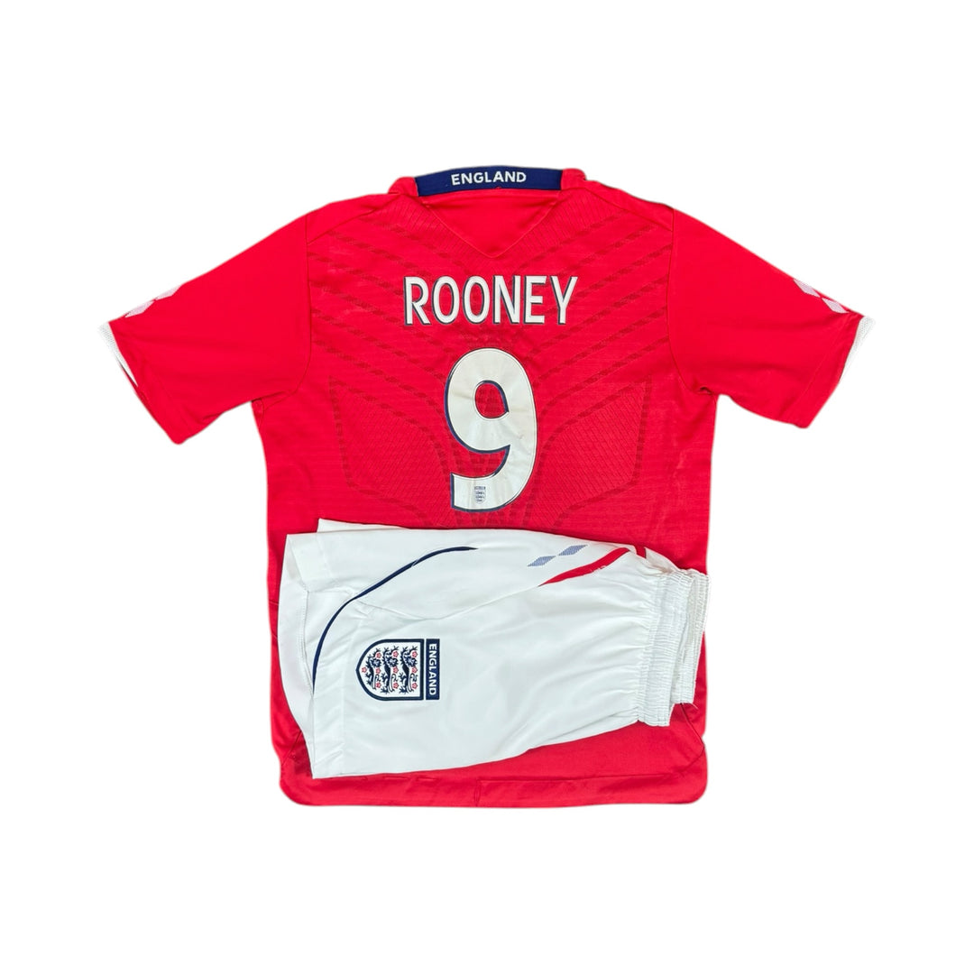 2008-10 England Away Shirt + Shorts ROONEY #10 - 8/10 - (9-10 Years)