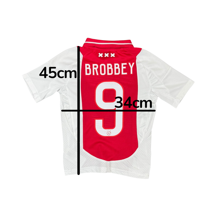 2024-25 Ajax Adidas Home Shirt BROBBY #9 - 9/10 - (5-6 Years)