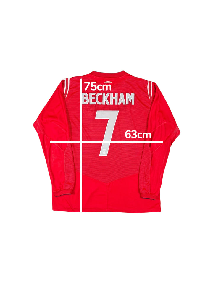 2004/06 England Umbro Away Long sleeve Shirt #7 BECKHAM - 8/10 - (XL)