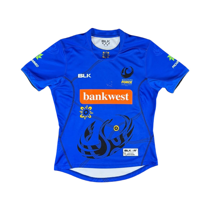 2018 Western Force BLK Home Rugby Indigenous Shirt - 7/10 - (M)