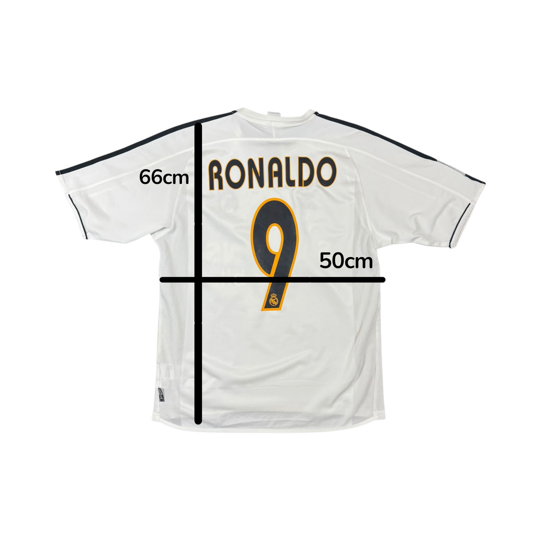 2003-04 Real Madrid Adidas Home Shirt RONALDO #9 - 9/10 - (M)