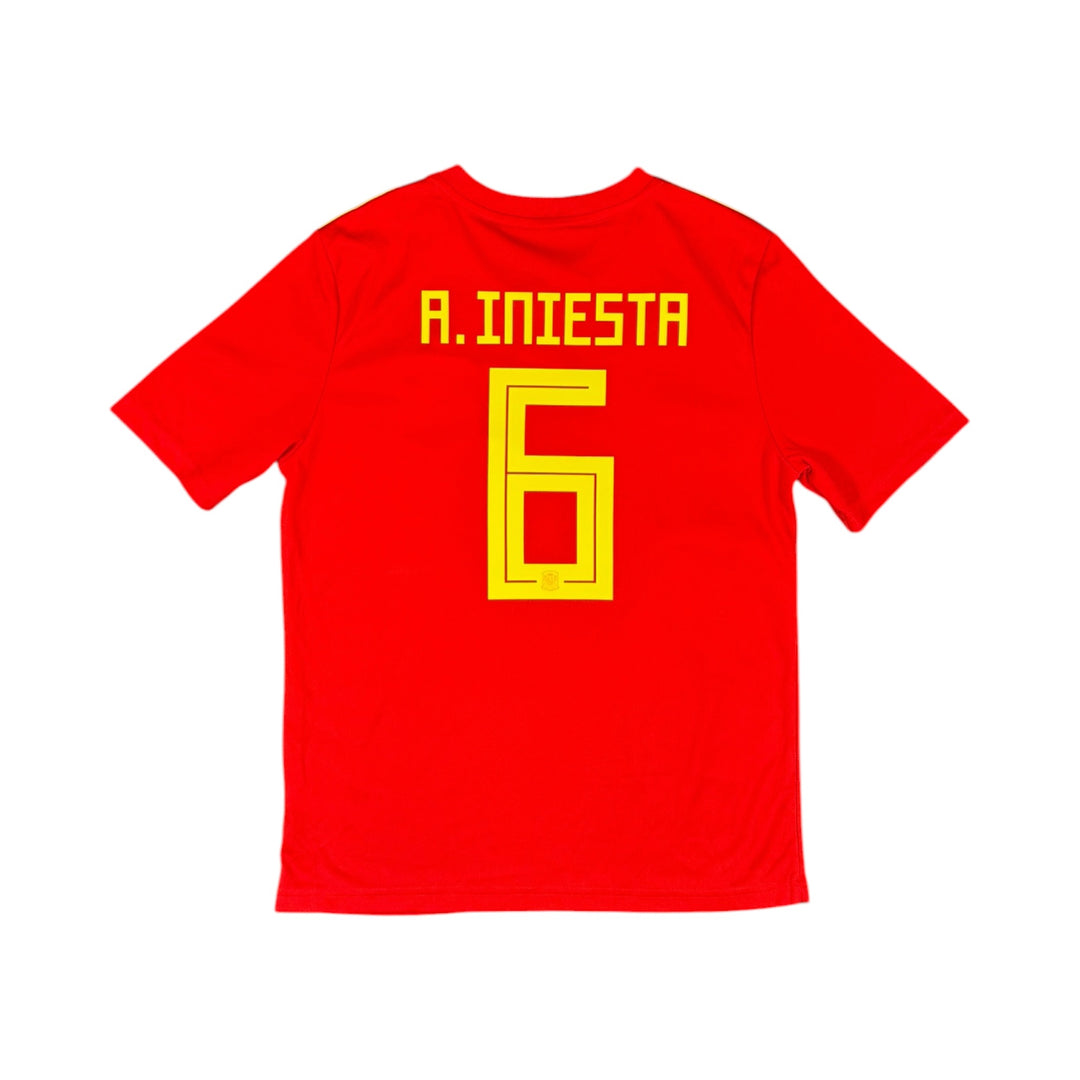 2018-19 Spain Adidas Home Shirt INIESTA #6 - 9/10 - (13-14 Years)