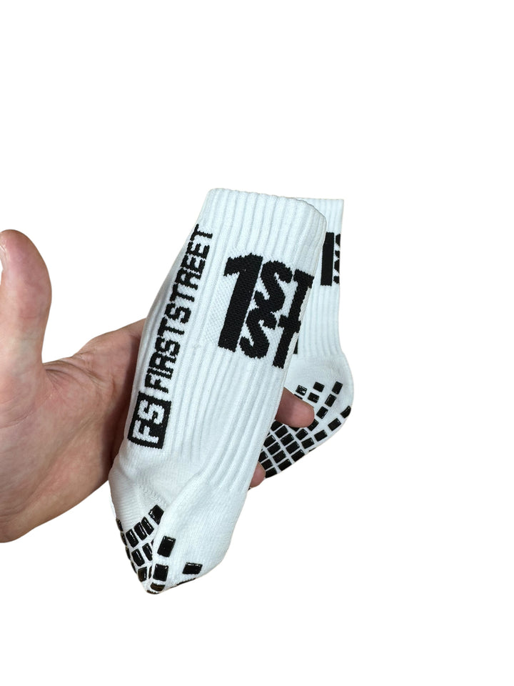 First Street White Football Grip Socks (US4 - US6)