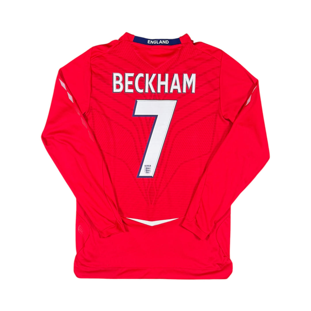 2008-10 England Away L/S Shirt BECKHAM #7 - 9/10 - (S)